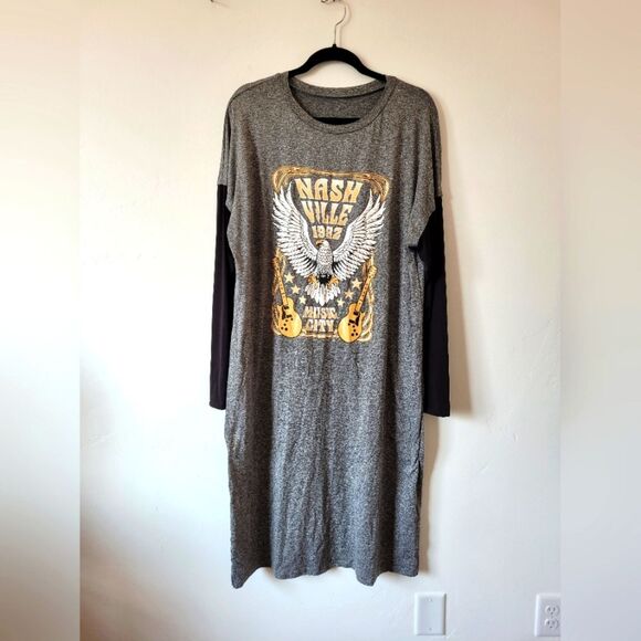 SHEIN Other - Nashville 1982 Music City Nightgown Sleep Shirt Long Sleeve Plus Size XL Lounge